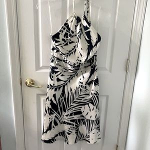 Ann Taylor halter silk blue and white dress size 8